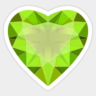 Green Peridot Heart Shaped Gemstone Sticker